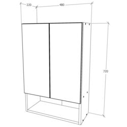 Dulap suspendat Haaus Zed 2D 72x48 cm (Grey Gloss/White) Thumb