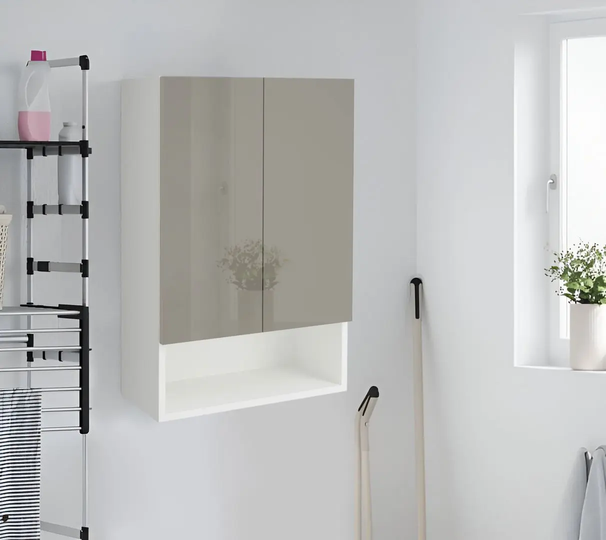 Dulap suspendat Haaus Zed 2D 72x48 cm (Grey Gloss/White)