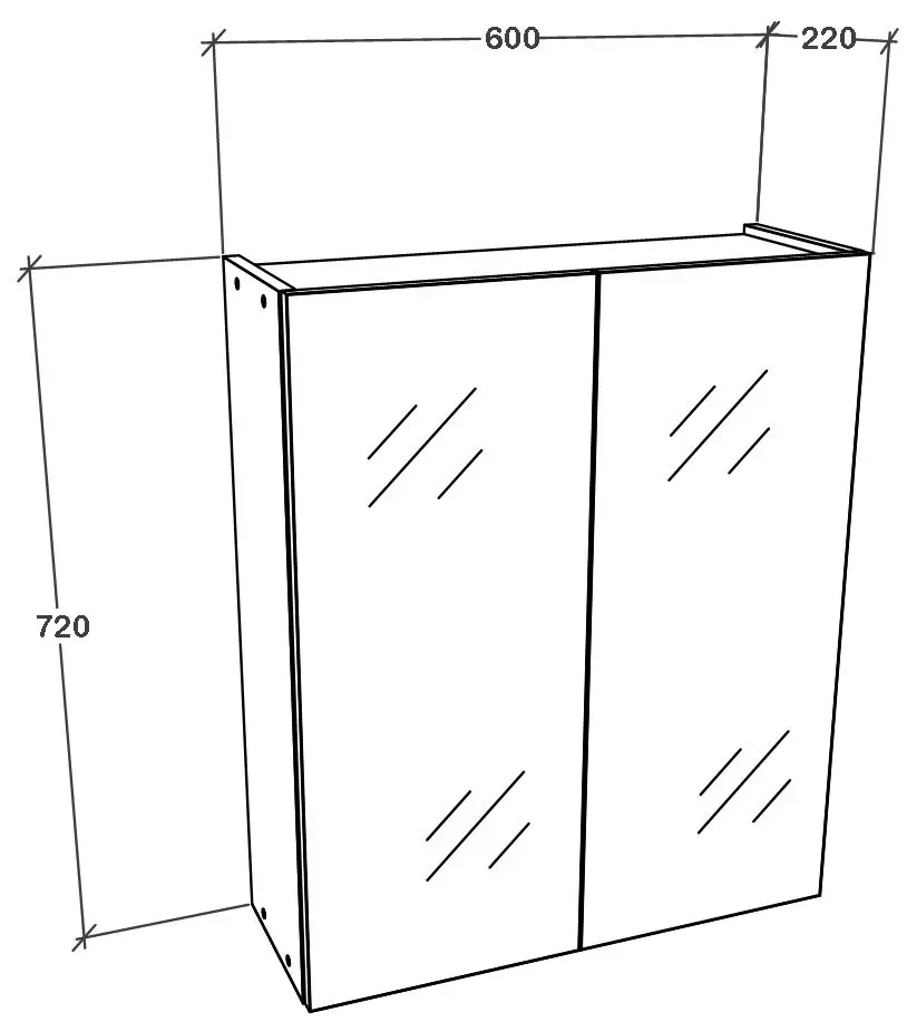 Dulap cu oglinda Haaus Zed 2D 72x60 cm (White) - 3