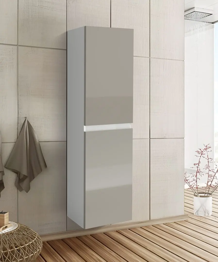 Dulap suspendat Haaus Zed 2D 104x29 cm (Grey Gloss/White)