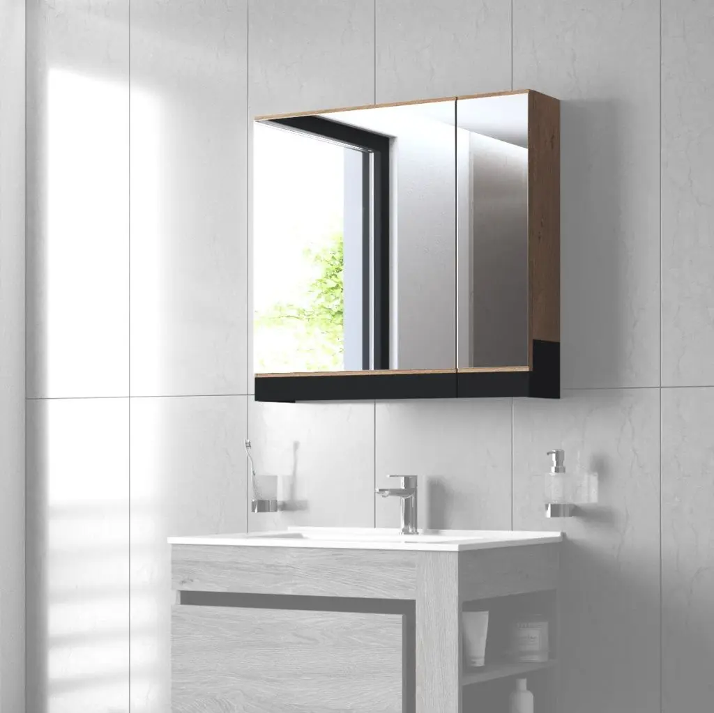 Dulap cu oglinda Halmar Duesa SLU-80 (Gold Oak Craft/Black)