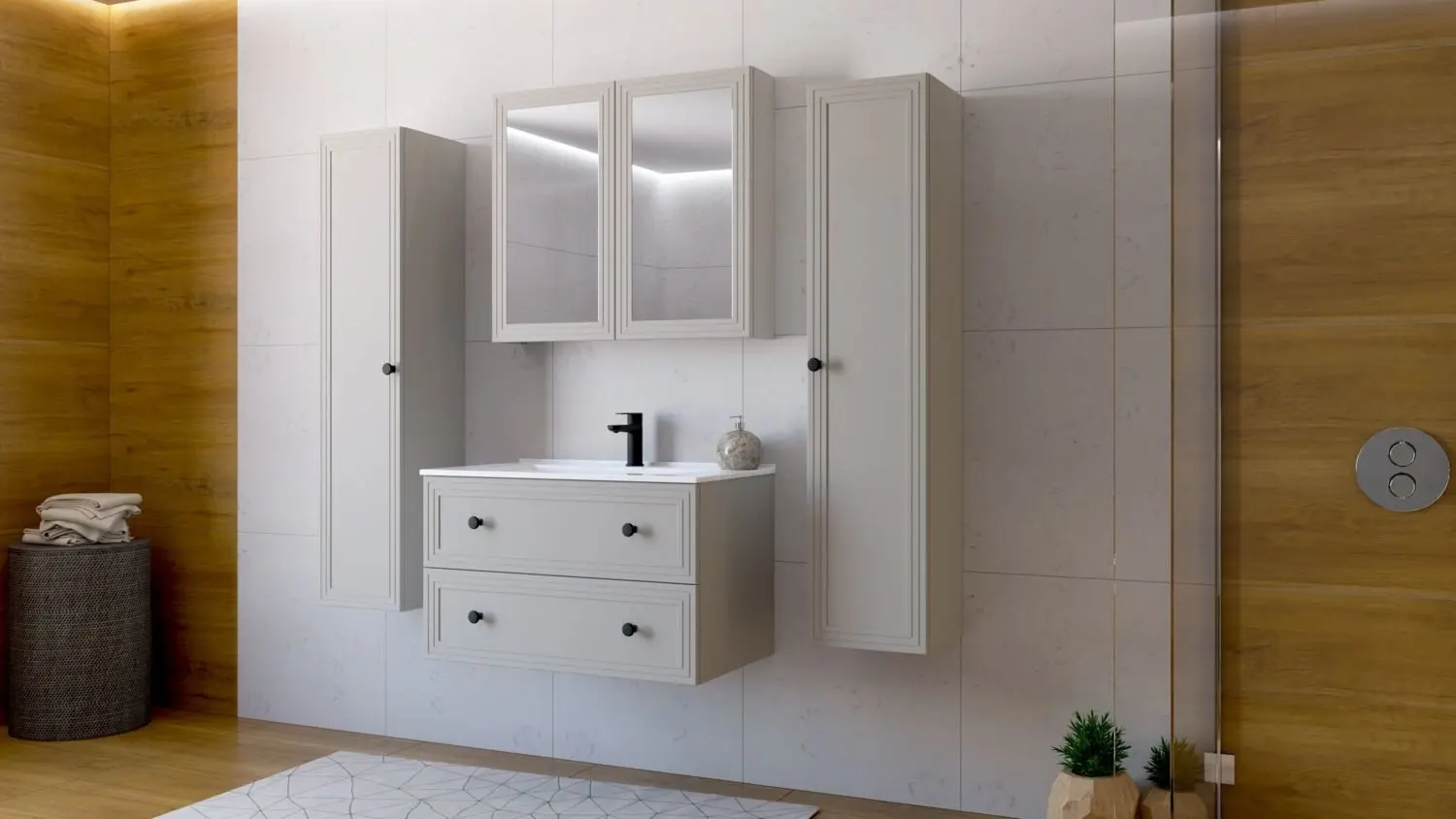 Dulap cu oglinda Halmar Toreto SLU-80 (Cashmere)