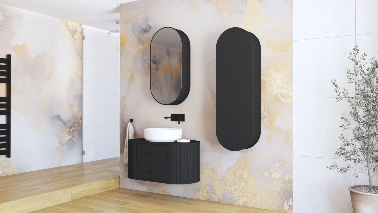 Шкаф с зеркалом Halmar Venezia SLU (Black Matt)