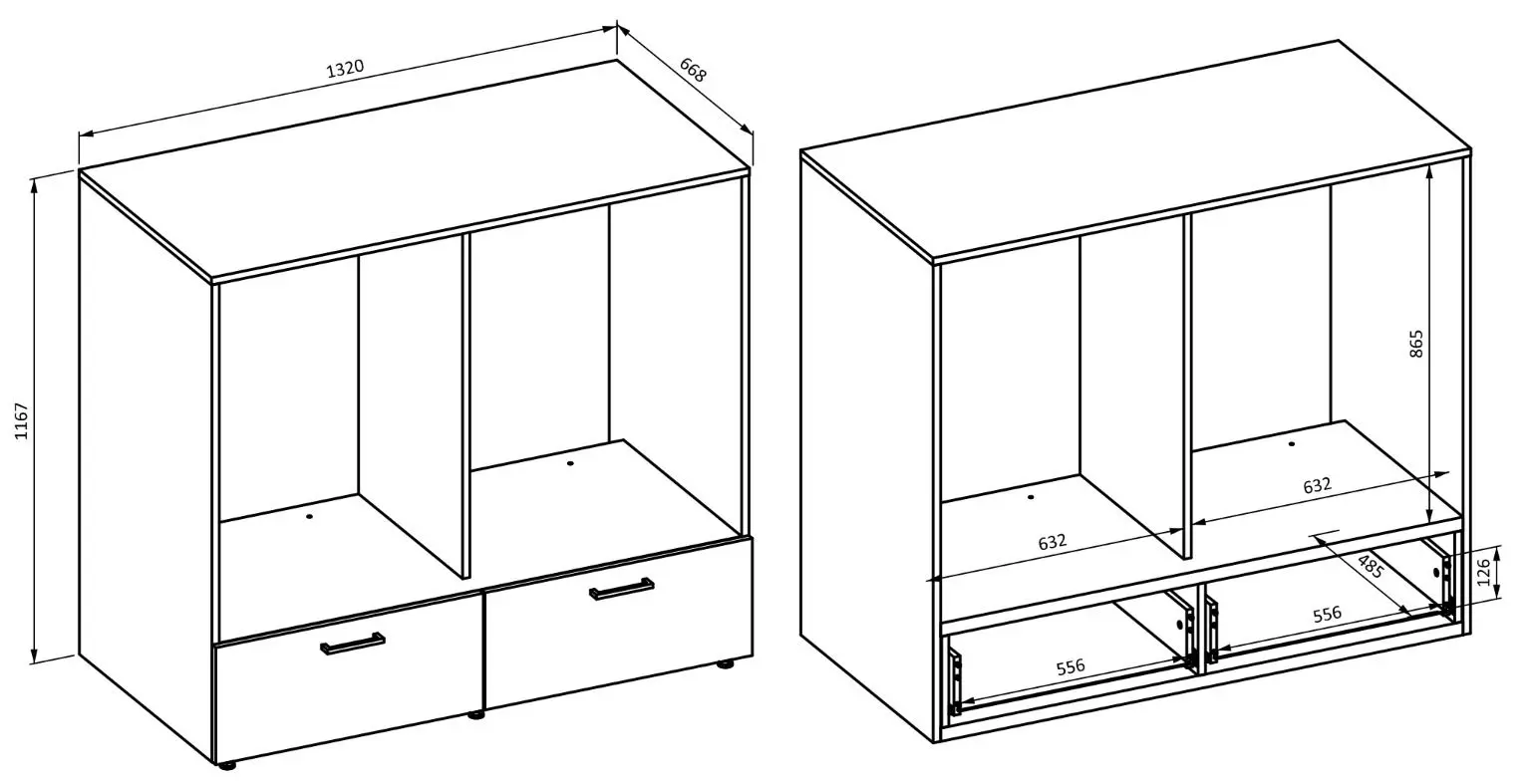 Dulap Helvetia Rosa 2SZ 132 cm (Congo/Oiled Oak)