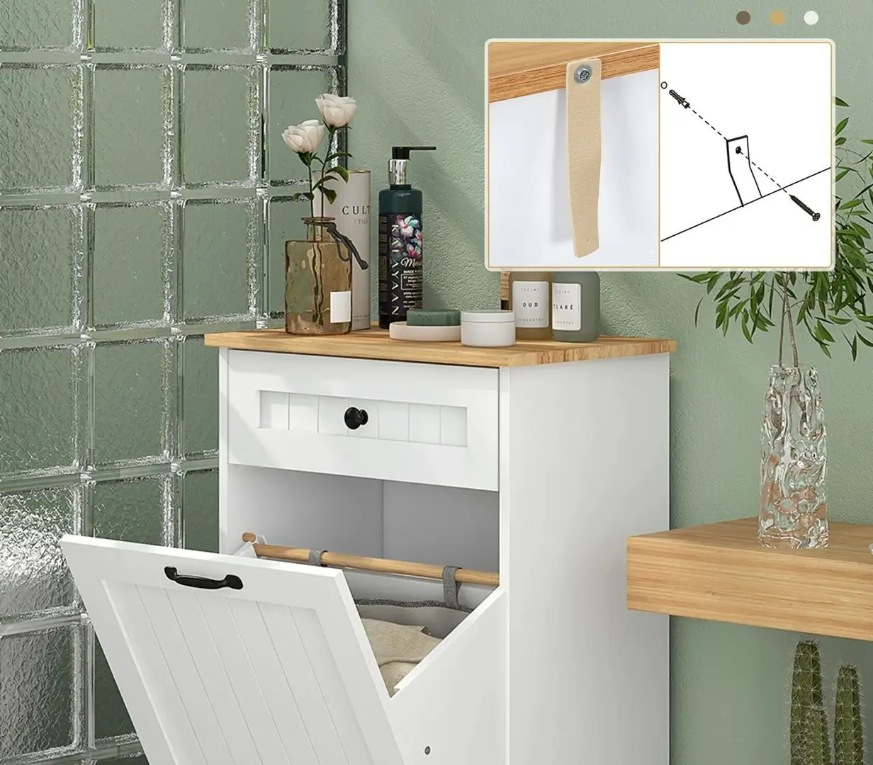 Dulap Homcom 834-704V80WT 52x33x90 cm (White/Oak) - 6