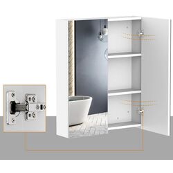 Dulap cu oglinda Homcom 811-032 60x75x15 cm (White) Thumb