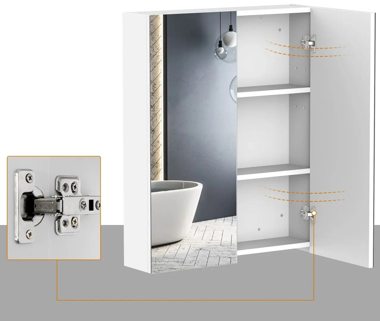 Dulap cu oglinda Homcom 811-032 60x75x15 cm (White) - 2