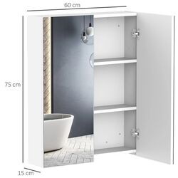 Dulap cu oglinda Homcom 811-032 60x75x15 cm (White) Thumb