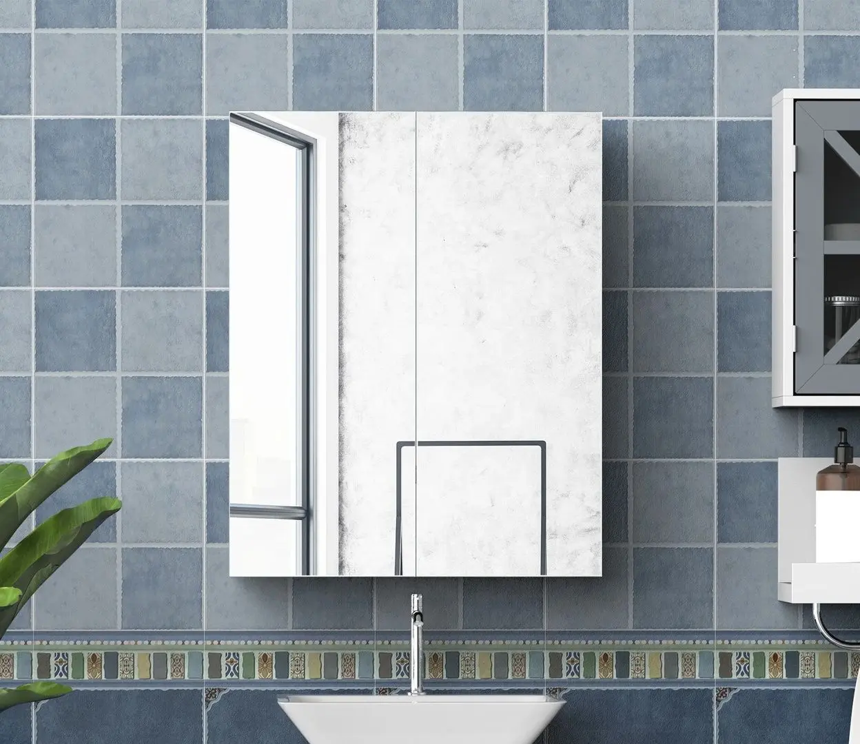 Dulap cu oglinda Homcom 811-032 60x75x15 cm (White)