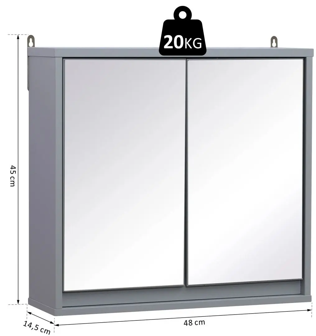 Dulap cu oglinda Homcom 834-172 48x14x45 cm (Grey)