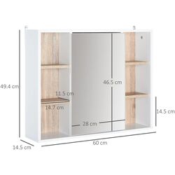 Шкаф с зеркалом Homcom 834-245 60x14x49 cm (White/Natural Oak) Thumb