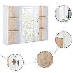 Шкаф с зеркалом Homcom 834-245 60x14x49 cm (White/Natural Oak) Thumb