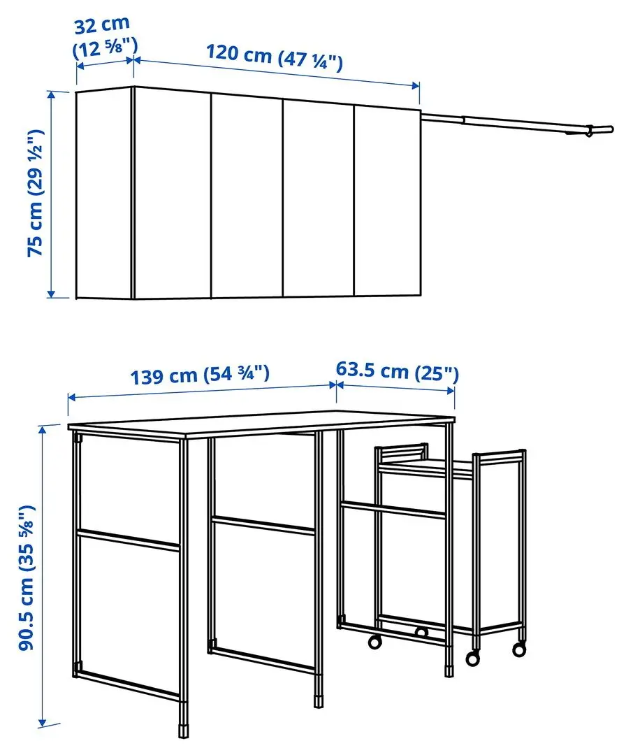 Set mobila pentru baie Ikea Enhet 139x63 (Antracit/Alb) - 4