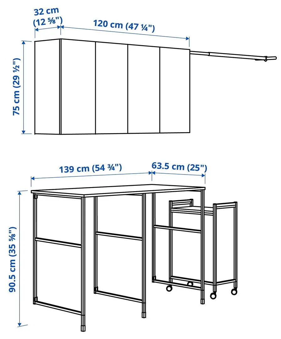 Set mobila pentru baie Ikea Enhet 139x63 (Antracit/Gri) - 3