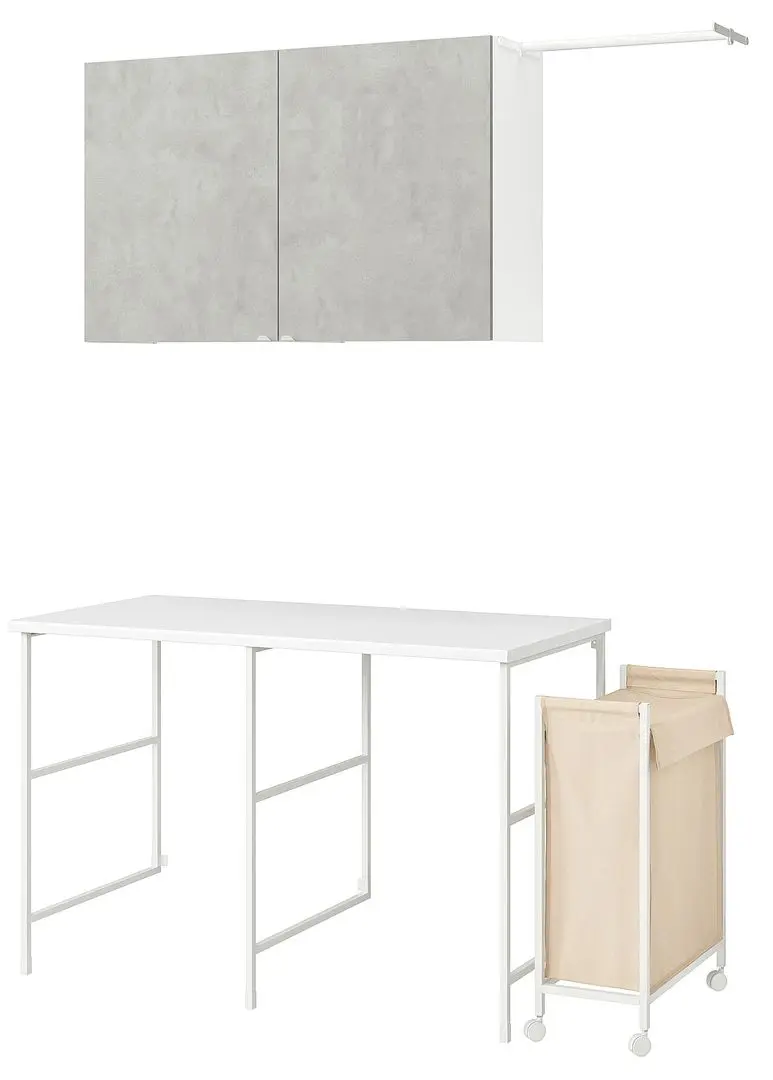 Set mobila pentru baie Ikea Enhet 139x63 (Alb/Aspect Beton) - 5