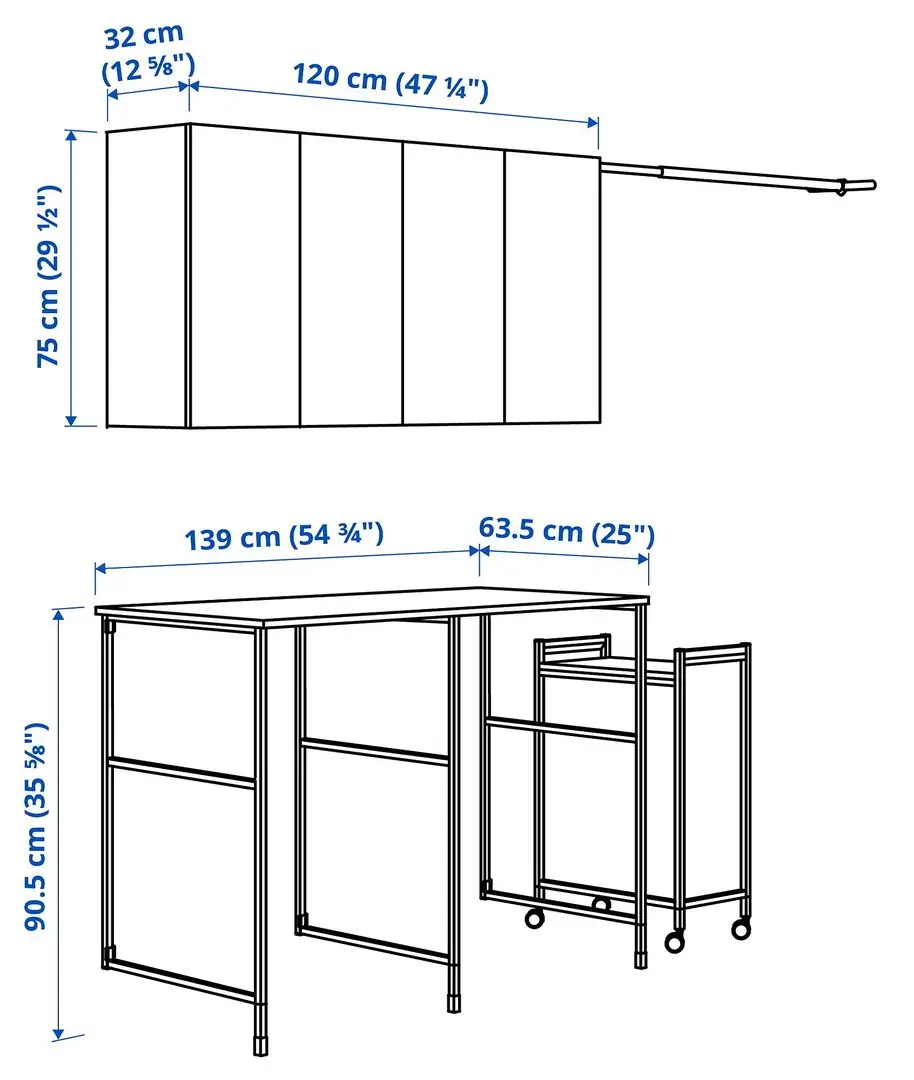 Set mobila pentru baie Ikea Enhet 139x63 (Alb/Aspect Beton) - 3