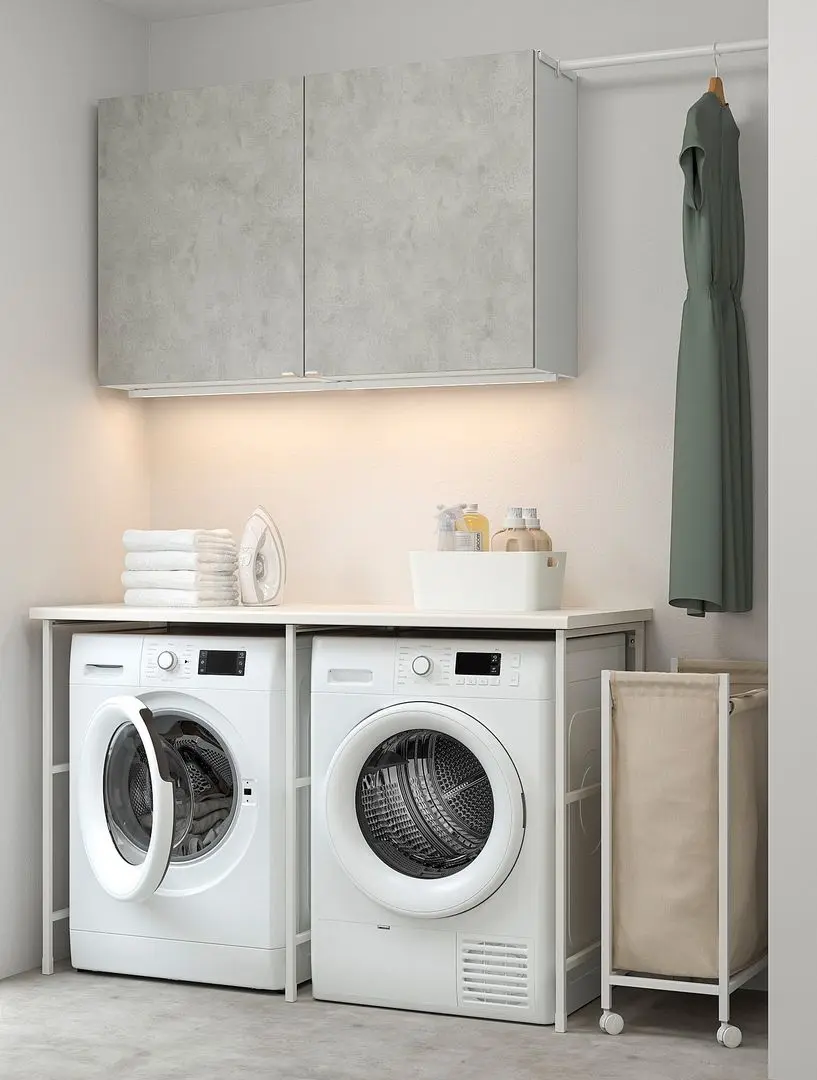 Set mobila pentru baie Ikea Enhet 139x63 (Alb/Aspect Beton)