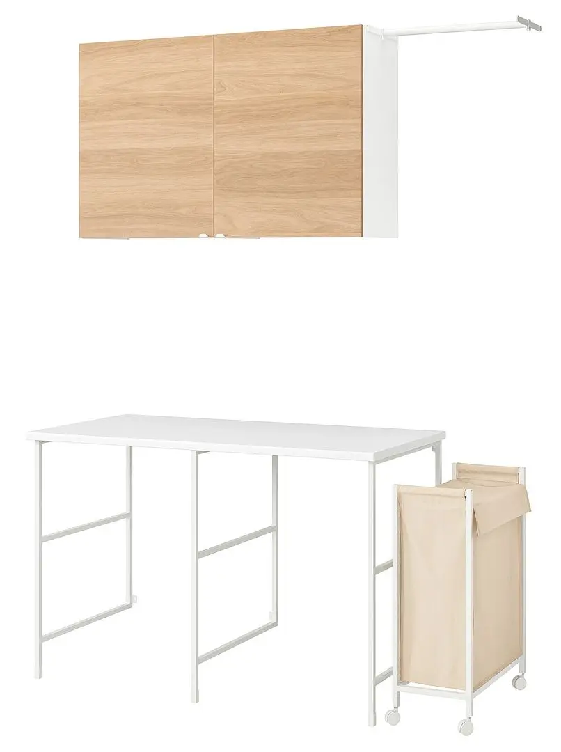 Set mobila pentru baie Ikea Enhet 139x63 (Alb/Aspect Stejar) - 2