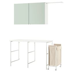 Set mobila pentru baie Ikea Enhet 139x63 (Alb/Gri-Verde Deschis) Thumb