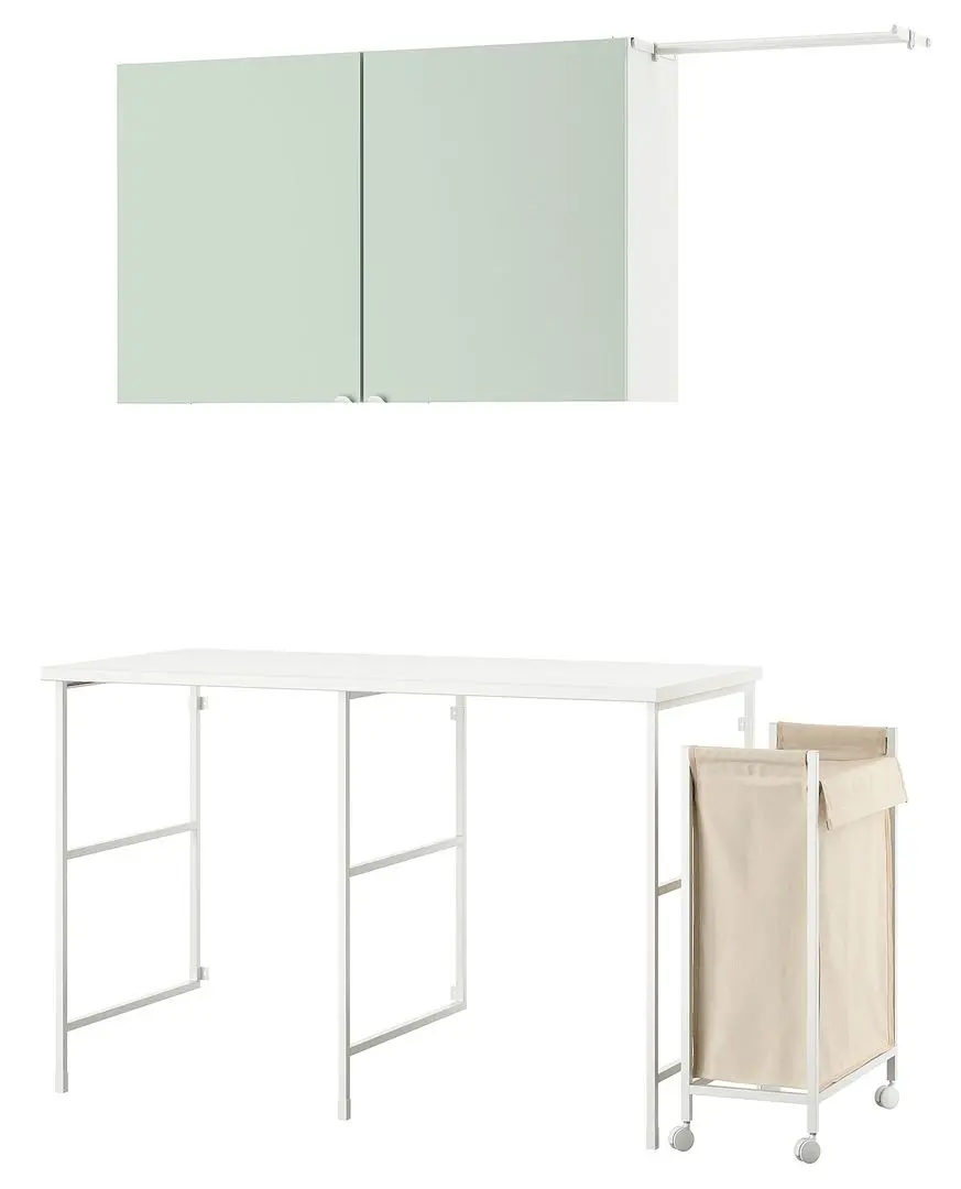 Set mobila pentru baie Ikea Enhet 139x63 (Alb/Gri-Verde Deschis) - 2