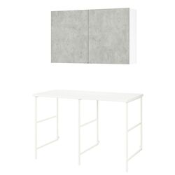 Set mobila pentru baie Ikea Enhet 139x63x85 (Alb/Aspect Beton) Thumb