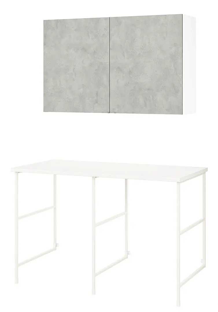 Set mobila pentru baie Ikea Enhet 139x63x85 (Alb/Aspect Beton) - 4