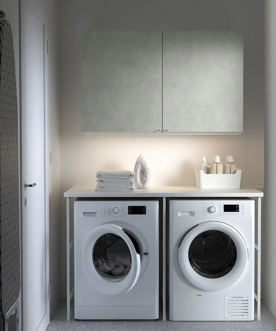 Set mobila pentru baie Ikea Enhet 139x63x85 (Alb/Aspect Beton)