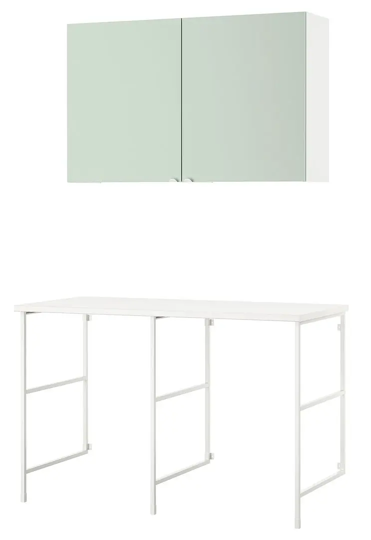 Set mobila pentru baie Ikea Enhet 139x63x90 (Alb/Gri-Verde Deschis) - 4