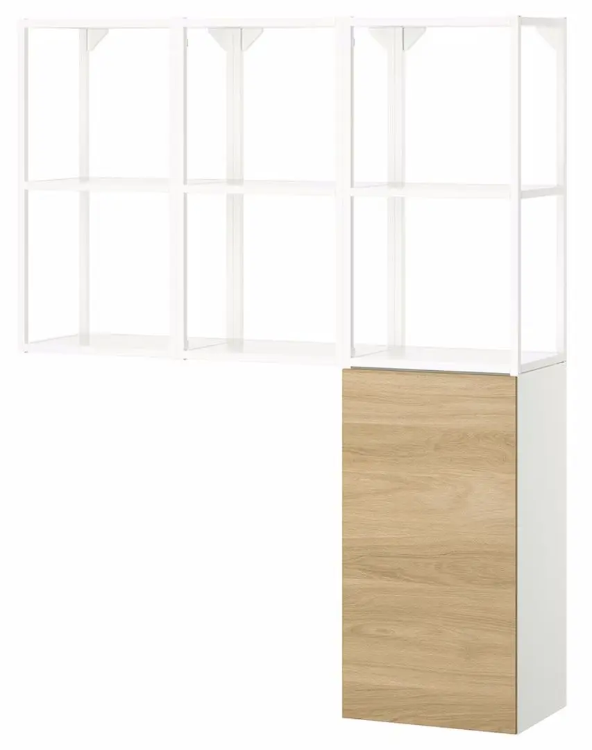 Шкаф Ikea Enhet 1 дверца 120x32x150 (Белый/Под Беленый Дуб)