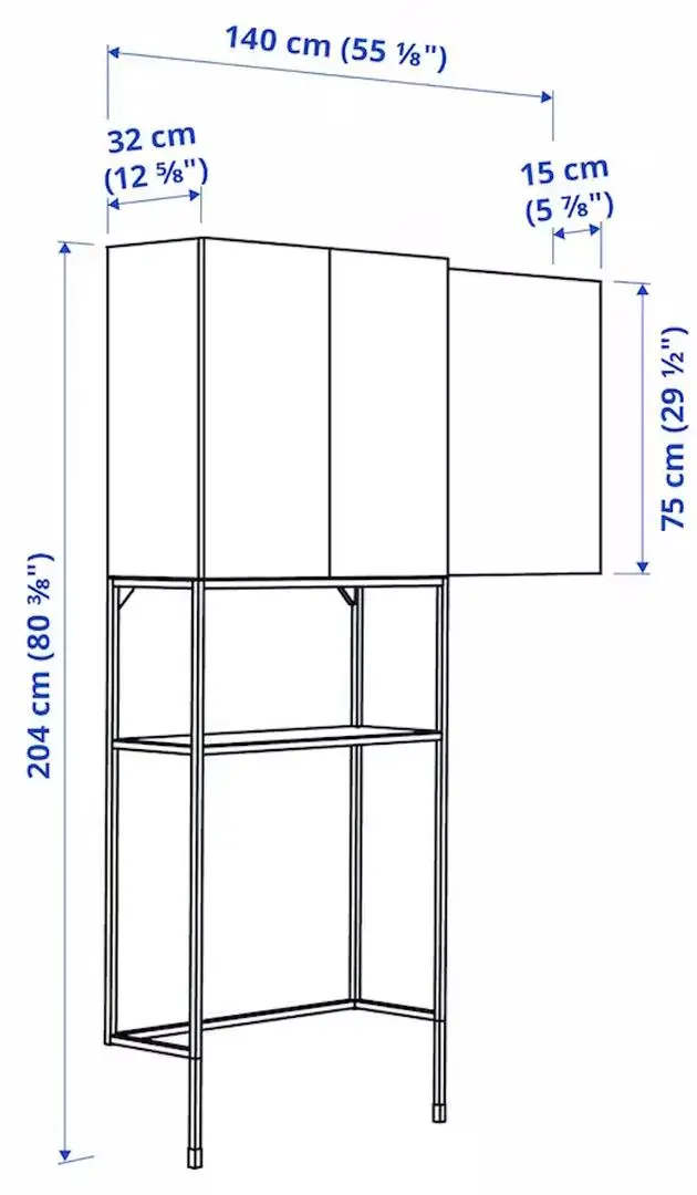 Dulap Ikea Enhet 140x32x204 (Antracit/Alb)