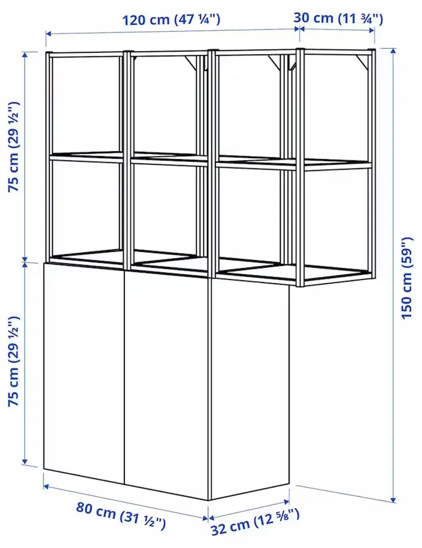 Dulap Ikea Enhet 2 usi 120x32x150 (Antracit/Alb)