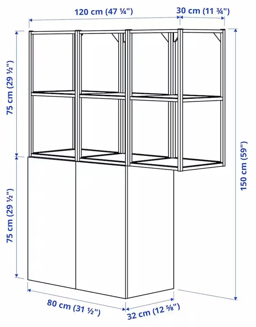 Dulap Ikea Enhet 2 usi 120x32x150 (Alb/Aspect Stejar)