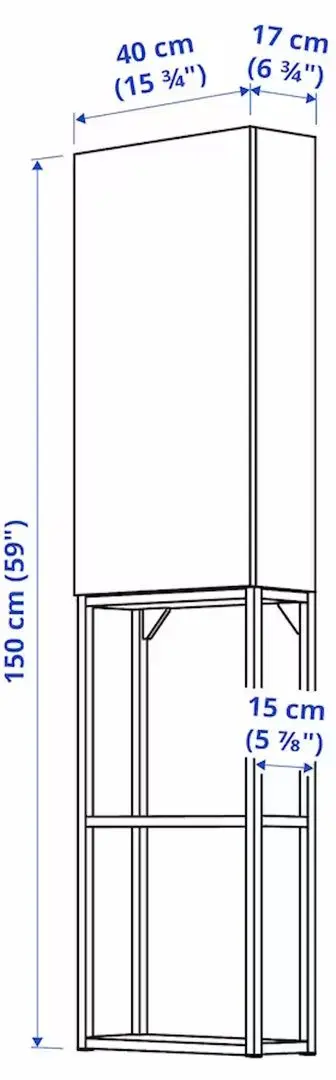 Шкаф Ikea Enhet 40x17x150 (Антрацит/Белый)