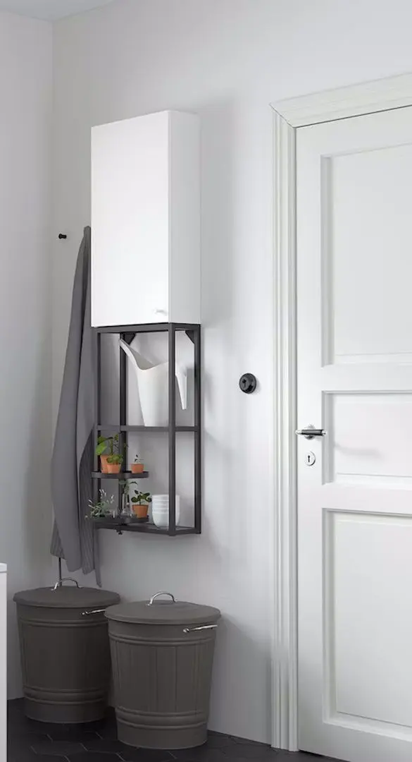 Шкаф Ikea Enhet 40x17x150 (Антрацит/Белый)