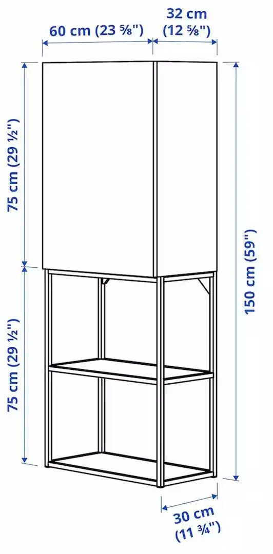 Шкаф Ikea Enhet 60x32x150 (Антрацит/Белый)