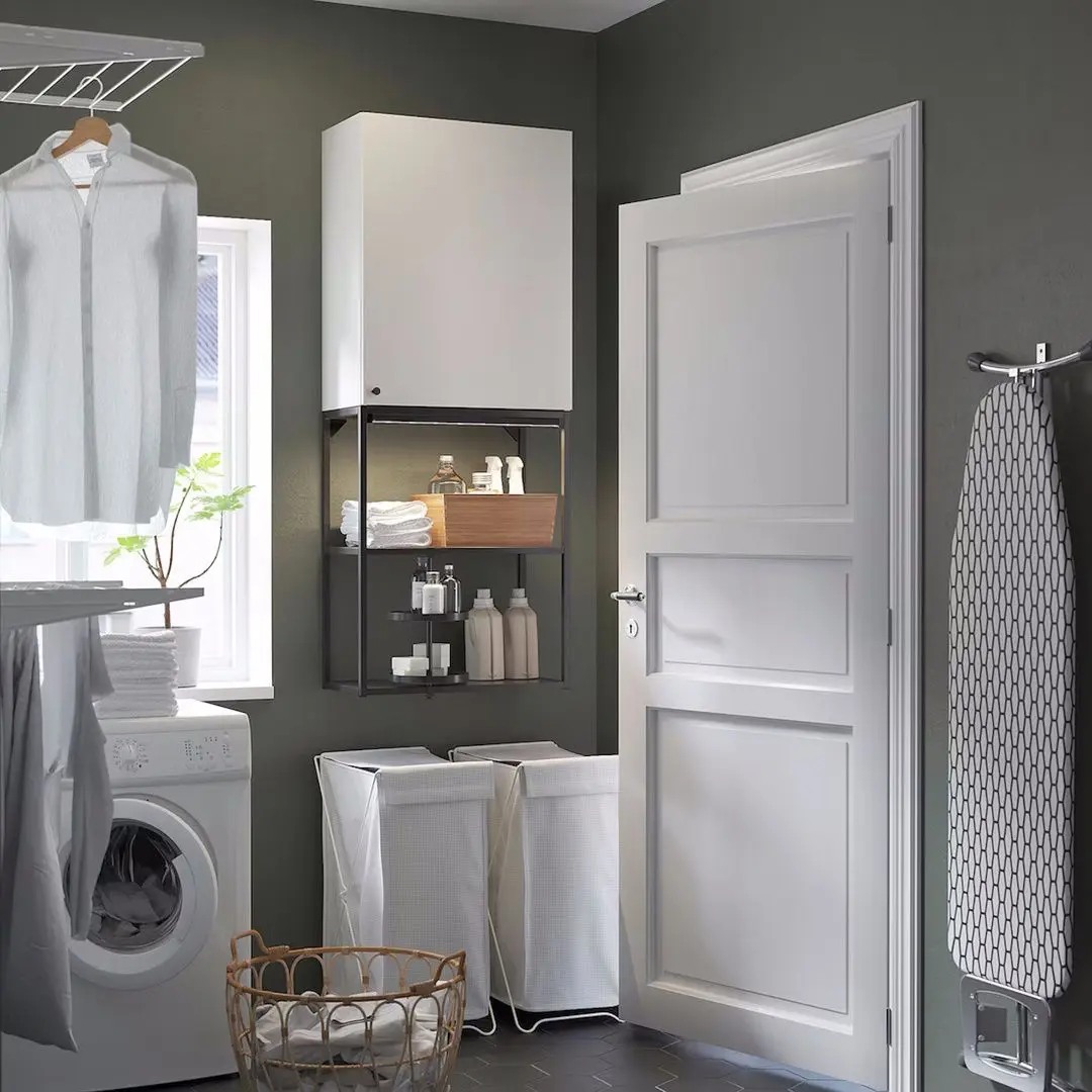 Шкаф Ikea Enhet 60x32x150 (Антрацит/Белый)