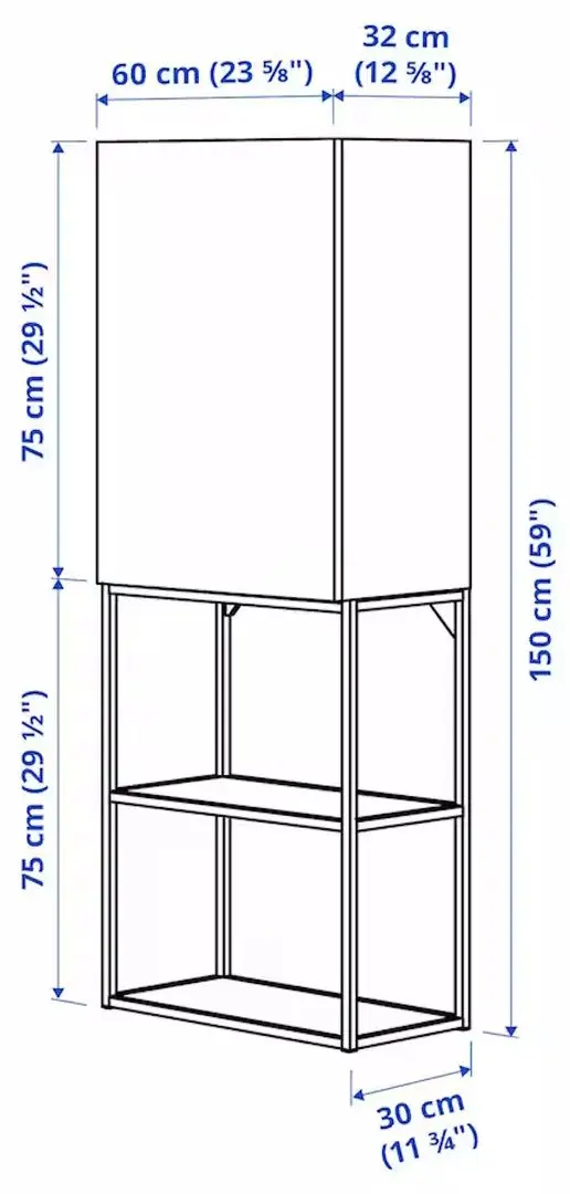Шкаф Ikea Enhet 60x32x150 (Белый/Под Беленый Дуб) - 4