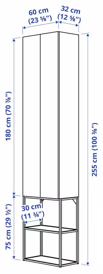 Dulap Ikea Enhet 60x32x255 (Antracit/Alb)