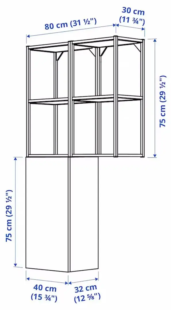 Шкаф Ikea Enhet 80x32x150 (Антрацит/Белый)