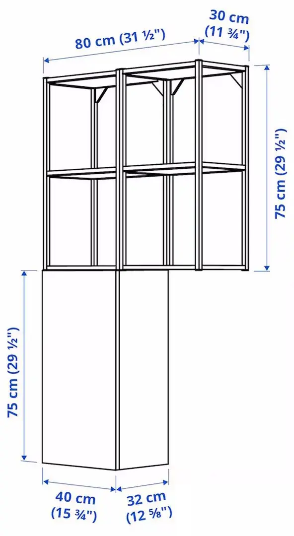 Шкаф Ikea Enhet 80x32x150 (Белый/Под Дуб)