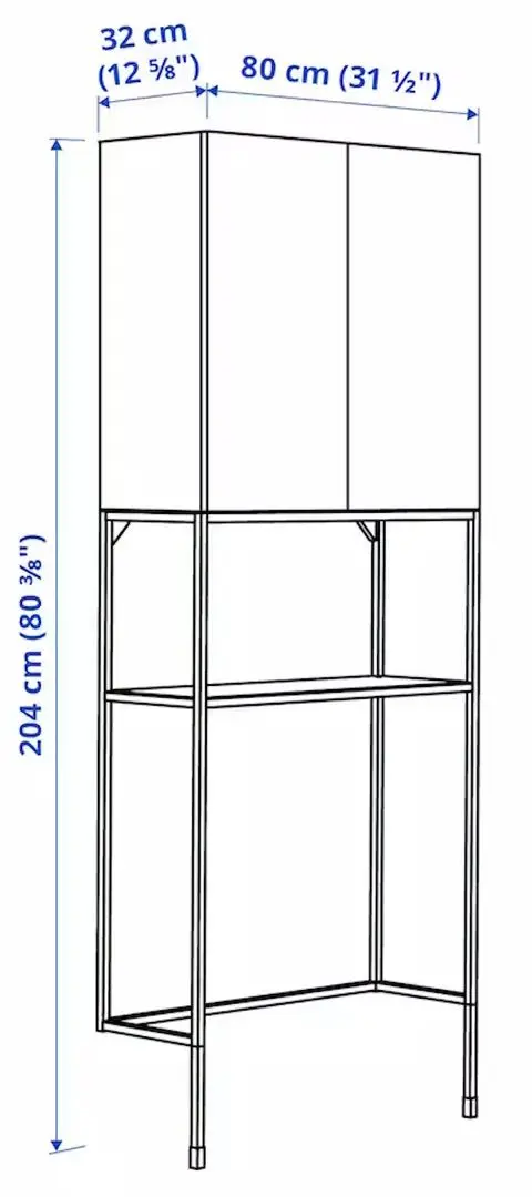 Шкаф Ikea Enhet 80x32x204 (Белый/Под Беленый Дуб) - 4