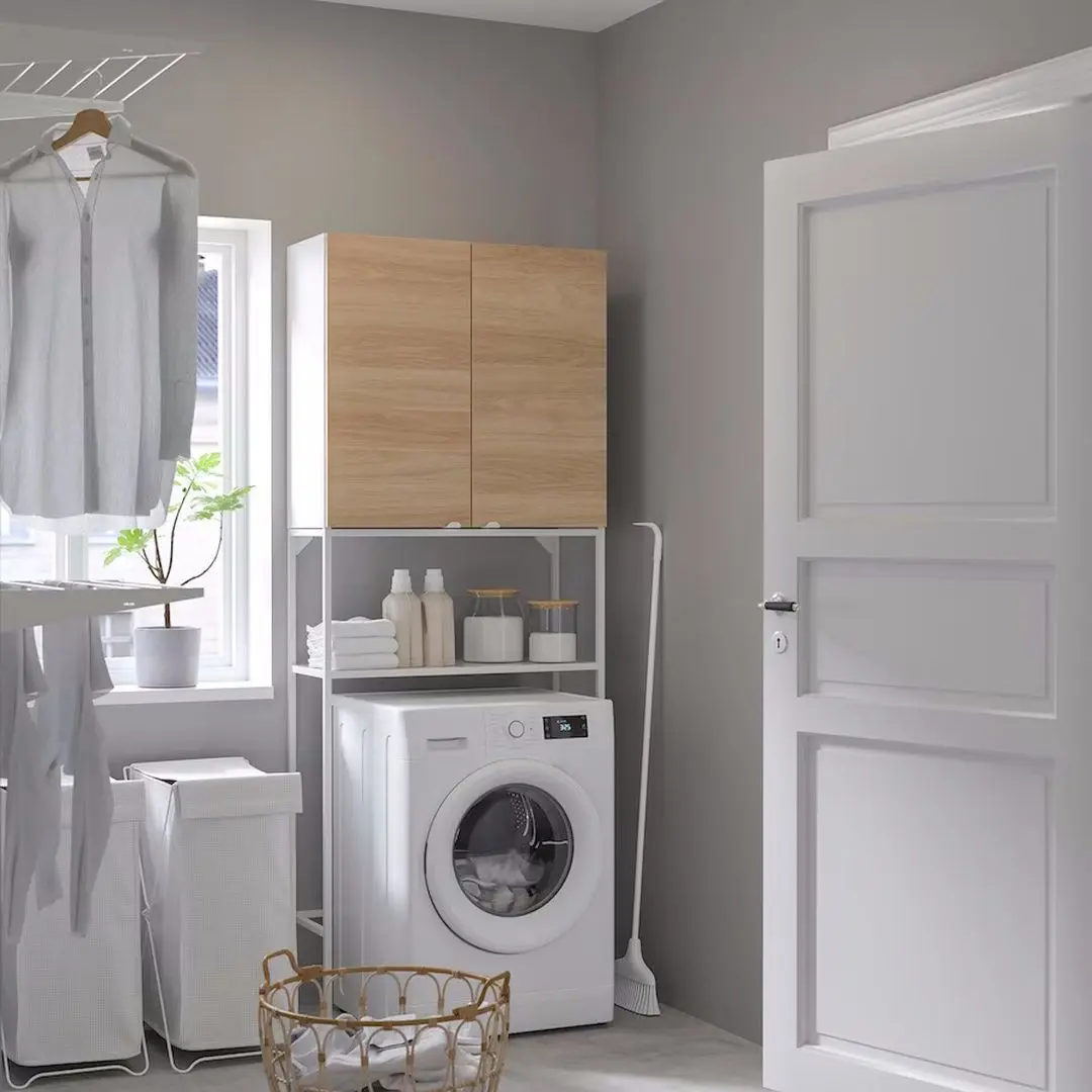 Шкаф Ikea Enhet 80x32x204 (Белый/Под Беленый Дуб)