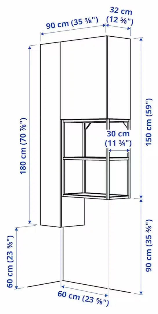Dulap Ikea Enhet 90x32x180 (Alb)