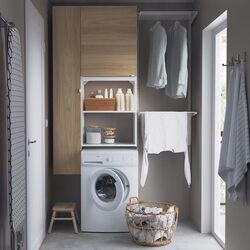 Шкаф Ikea Enhet 90x32x180 (Белый/Под Дуб Беленый) Thumb