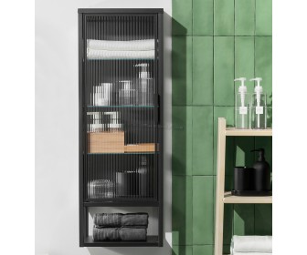 Dulap suspendat Ikea Mossjon 36x18x102 (Antracit/Transparent)