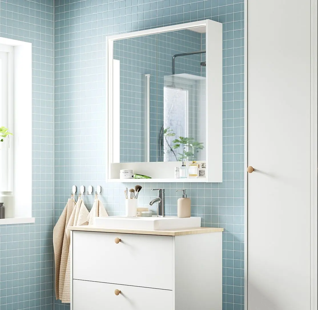 Dulap cu oglinda Ikea Faxalven cu oglinda/iluminare 80x15x95 (Alb)