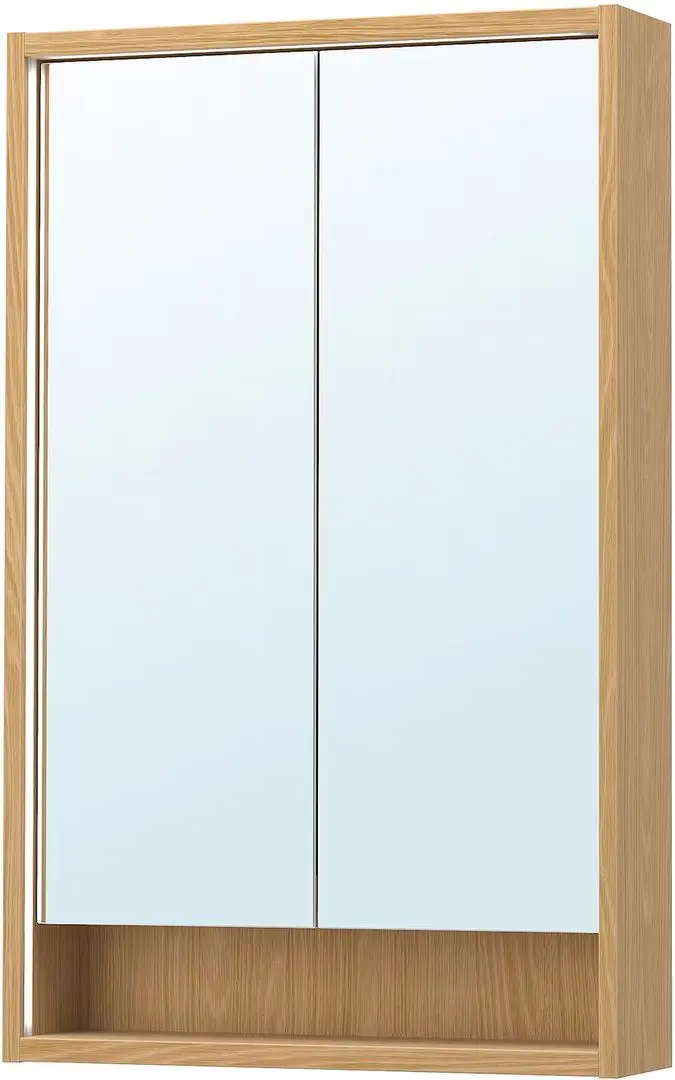Шкаф с зеркалом Ikea Faxalven встроенная подсветка 60x15x95 (Имитация Дуба)