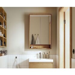 Dulap cu oglinda Ikea Faxalven iluminat integrat 60x15x95 (Aspect Stejar)