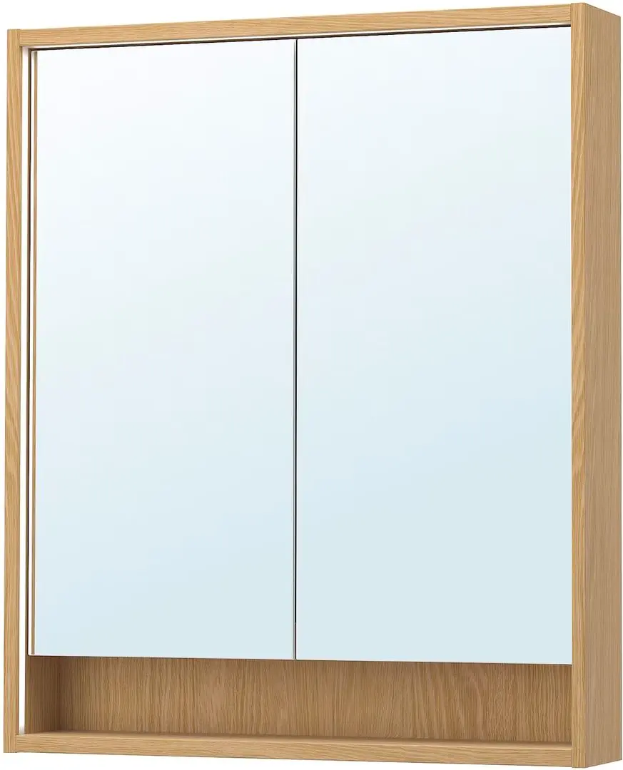 Dulap cu oglinda Ikea Faxalven iluminat integrat 80x15x95 (Aspect Stejar)