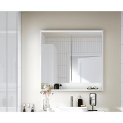 Шкаф с зеркалом Ikea Faxalven встроенное освещение 100x15x95 (Белый)